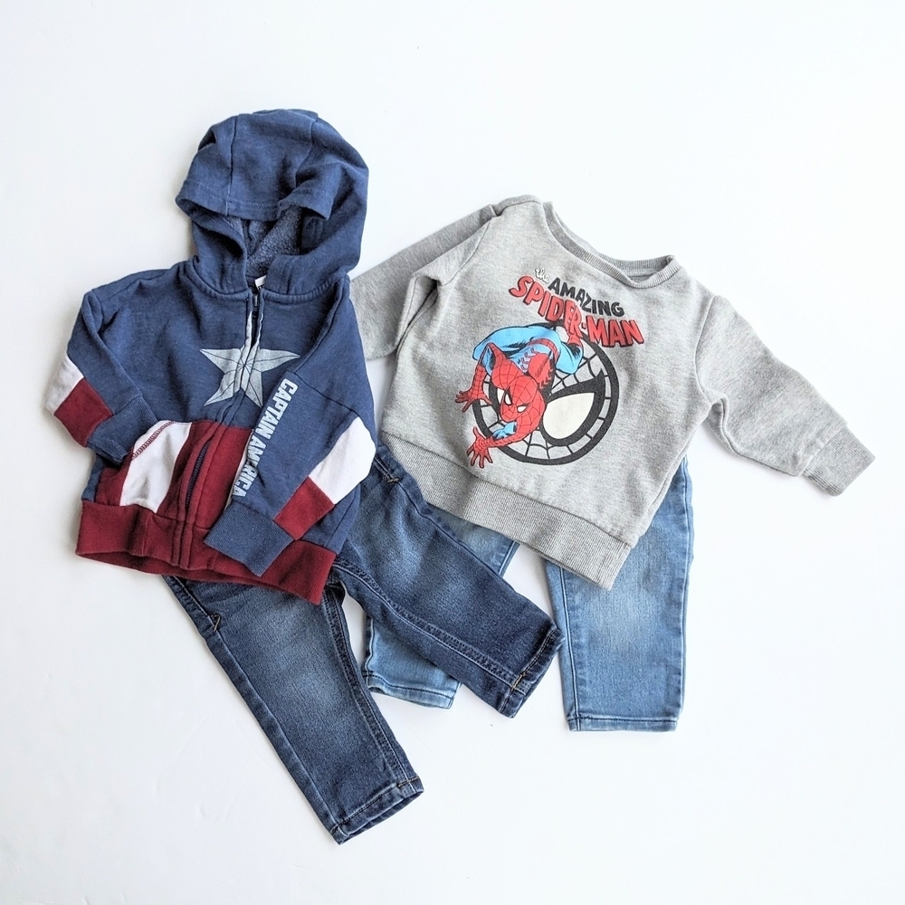 Marvel Hoodie Sweatshirt & Jeans 4PC Bundle